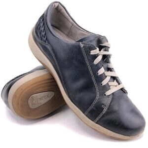 Aetrex Dana Lace Up Leather Oxford In Navy Sz 40 Comfort Coastal Grandma Office